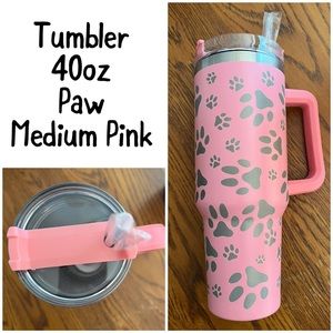 40oz Tumbler - Paw 🐾 Prints - Pink
